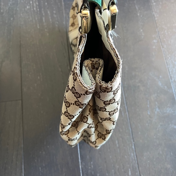 Gucci GG monogram Canvas leather Web beige/cream hobo Tote Bag classic - Picture 5 of 16